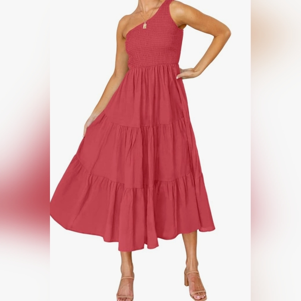 One Shoulder Tiered Ruffle Dress - EUC